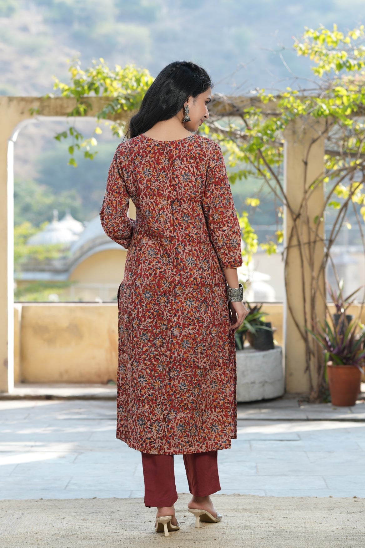 Kalamkari Print Pure Cotton Kurti with Delicate Dori Detailing