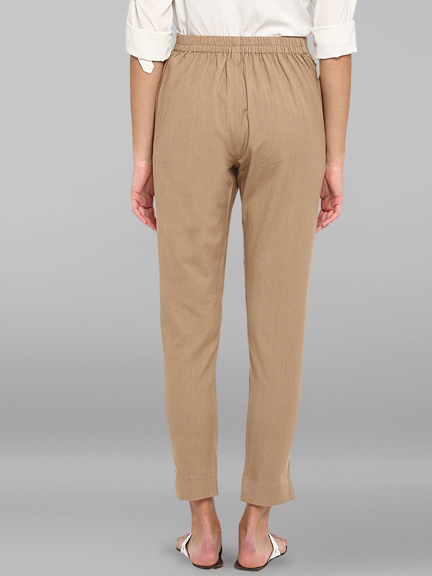 Pure Cotton Khaki Ethnic Narrow Pant