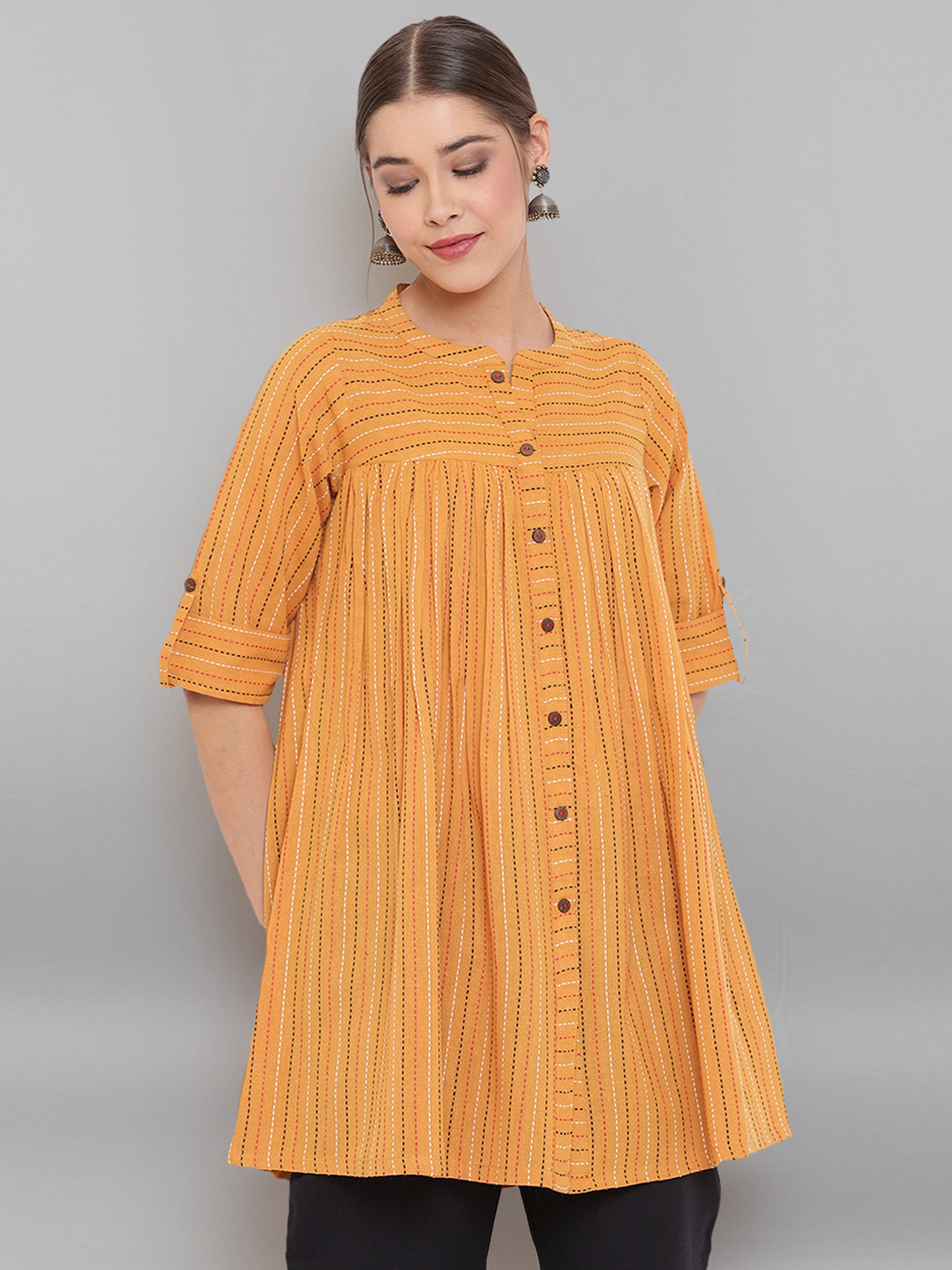 Mustard A-line Cotton Tunic