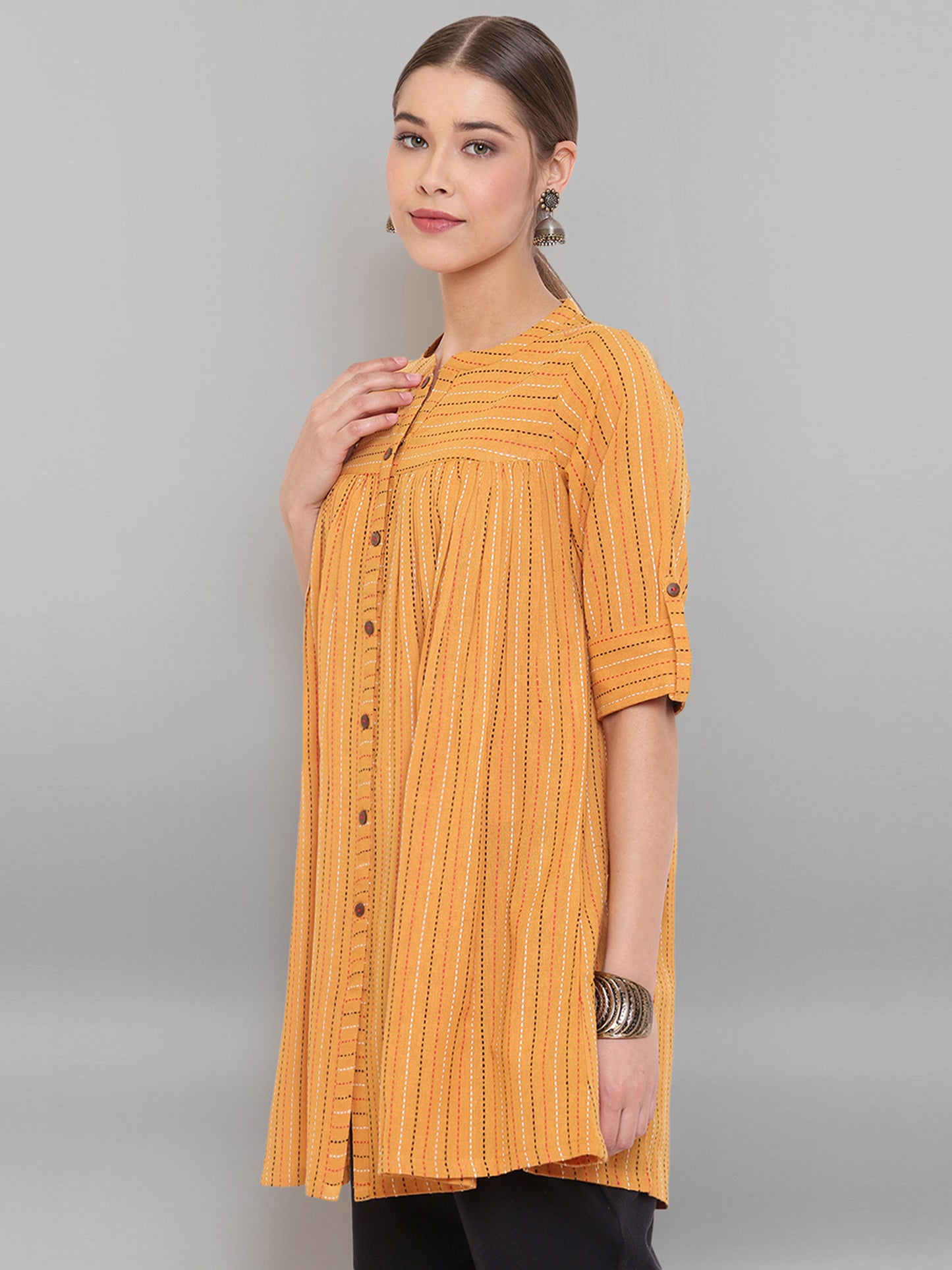 Mustard A-line Cotton Tunic