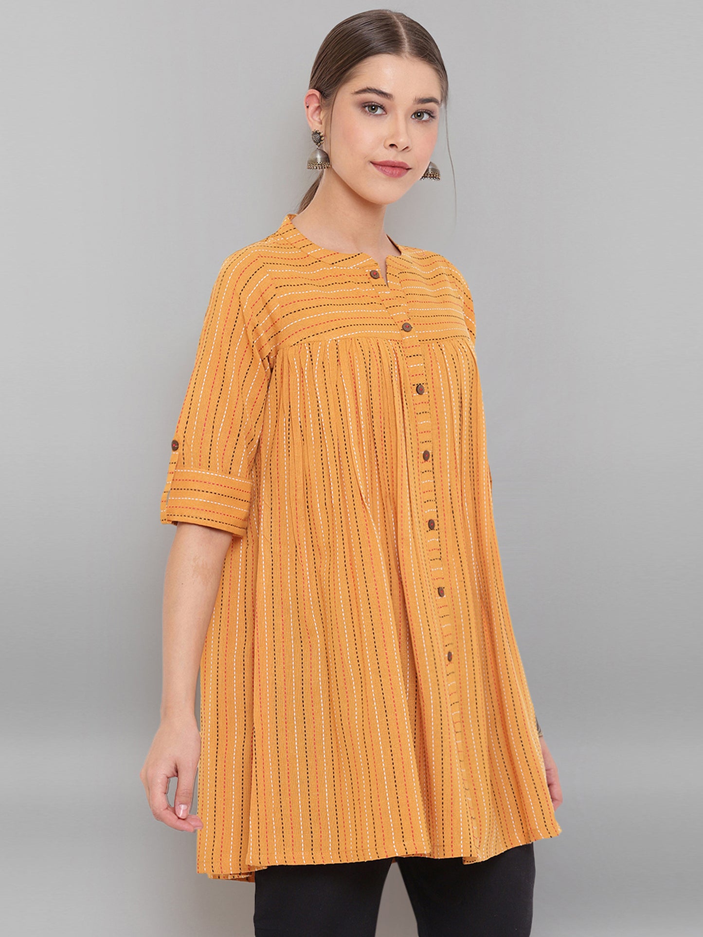 Mustard A-line Cotton Tunic