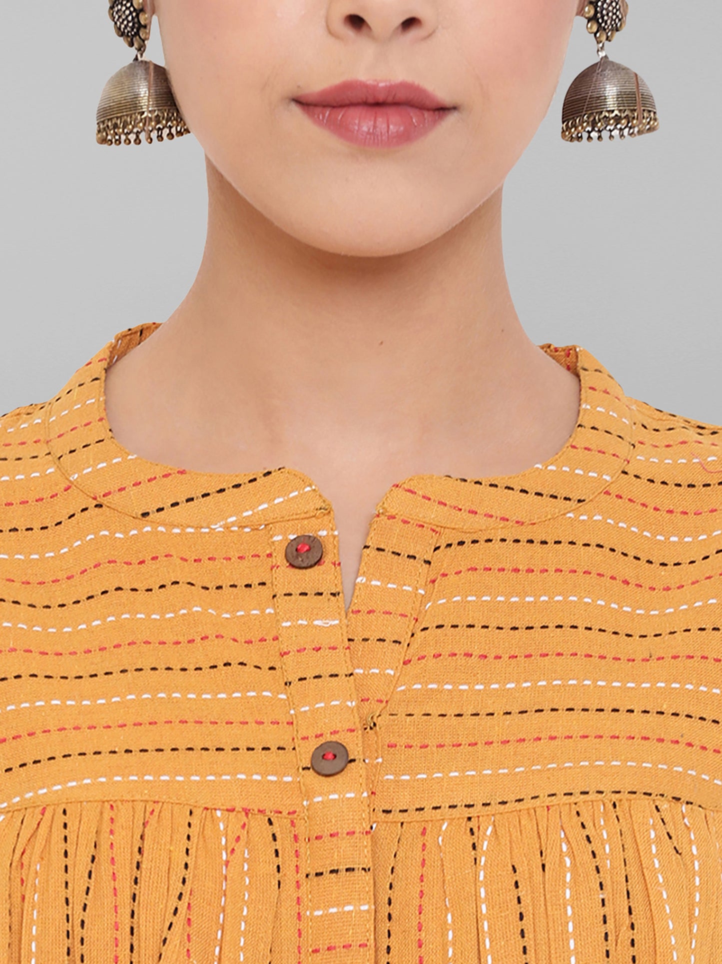 Mustard A-line Cotton Tunic
