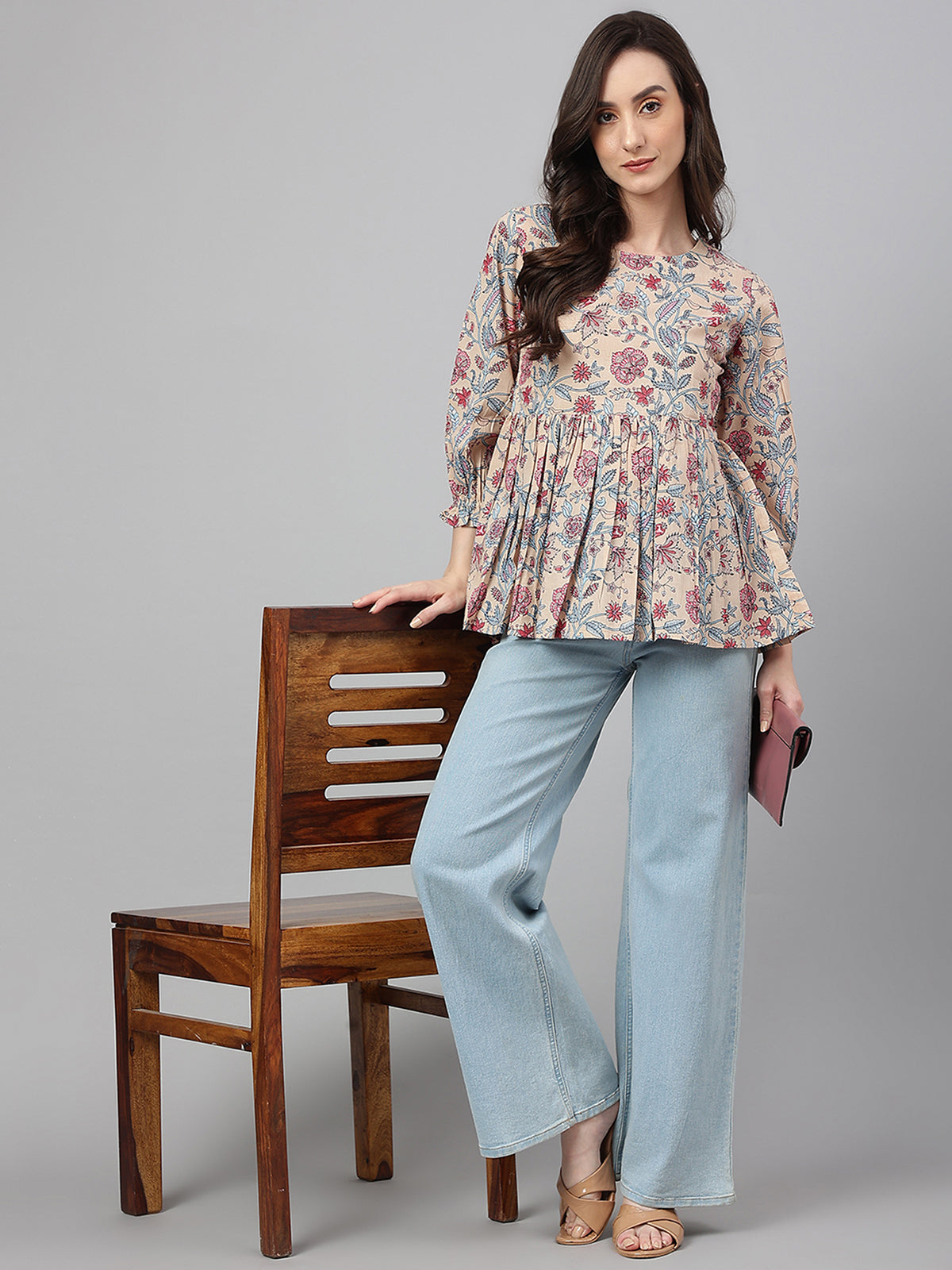 Cotton Tunic in Beige Color