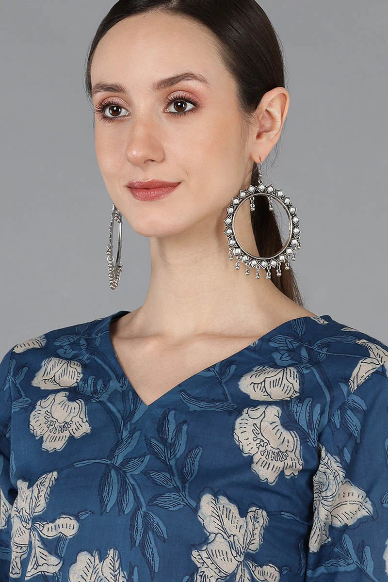 Navy Blue Kurta with Bell Sleeves