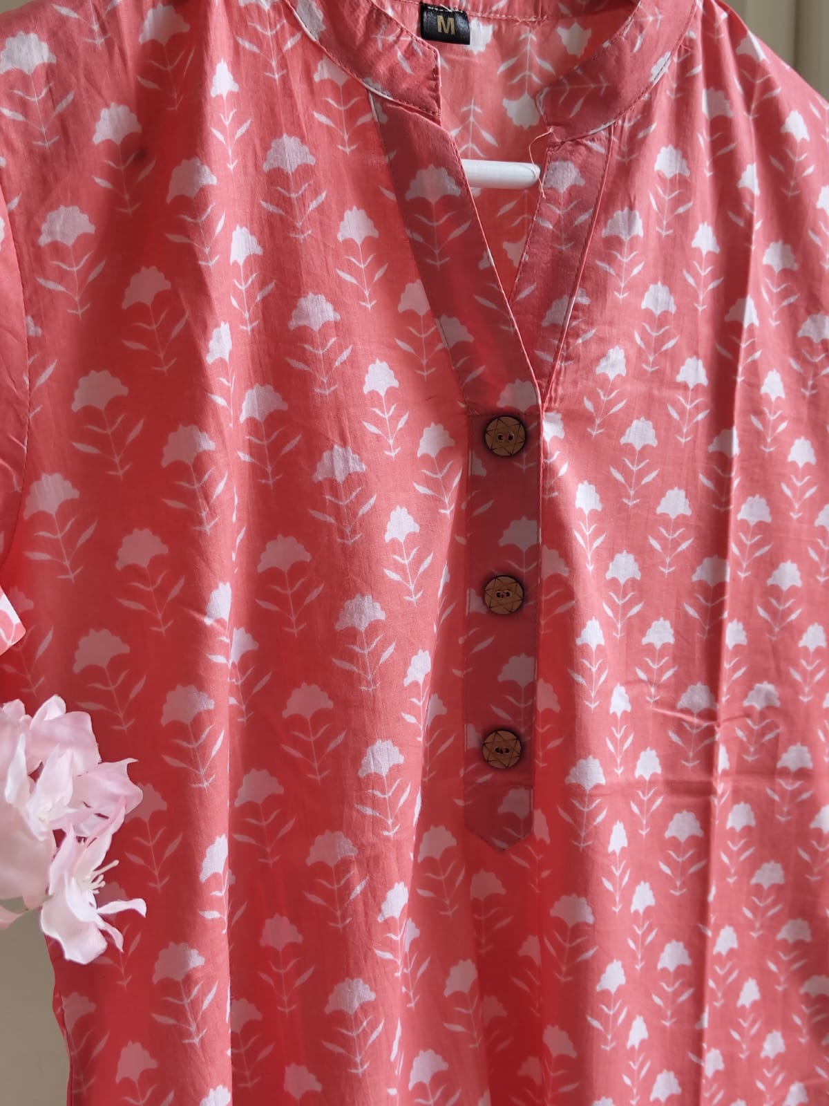 Taj Cotton Kurta Light Peach Color