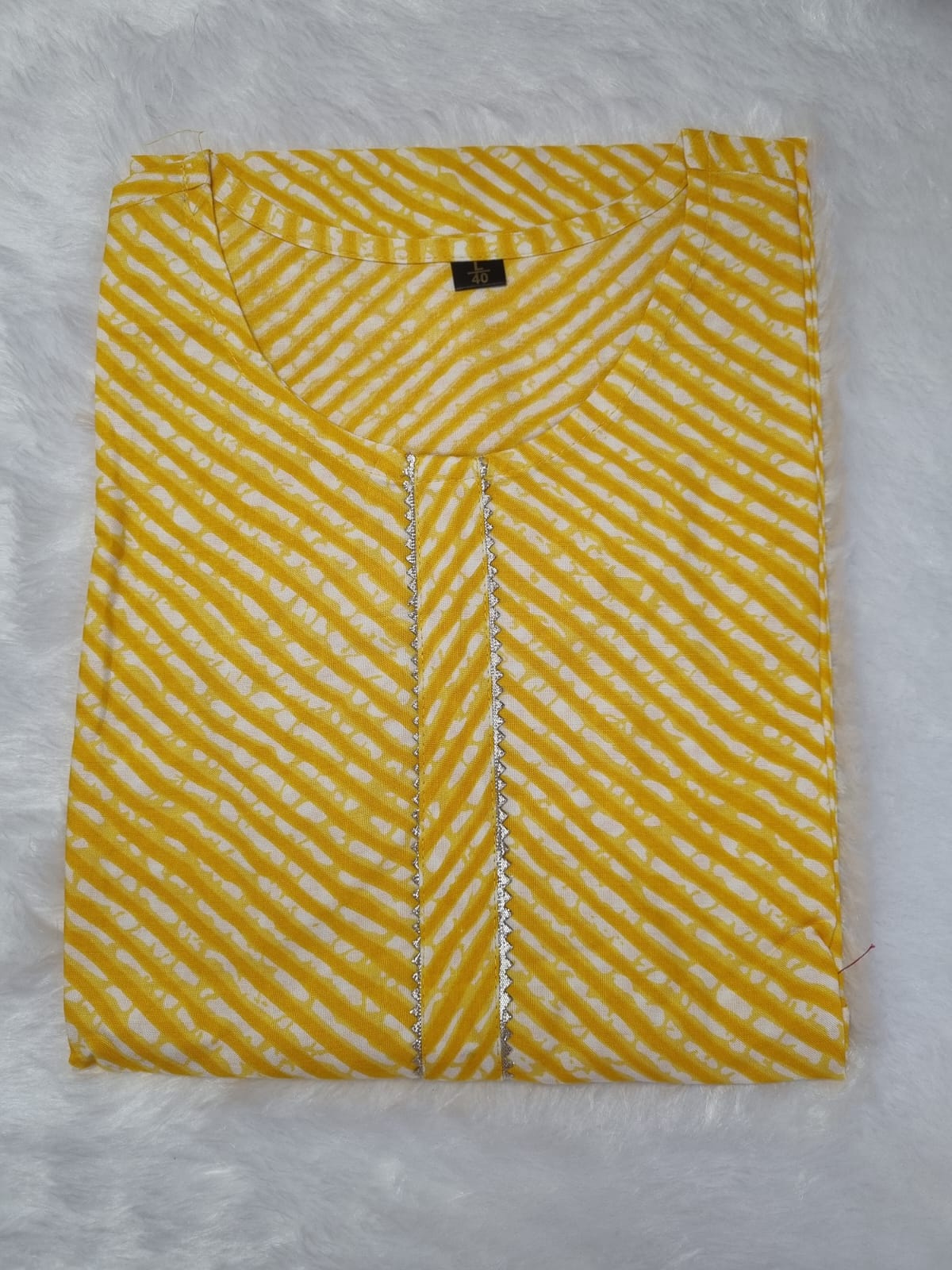 Yellow Leheria Cotton Kurta