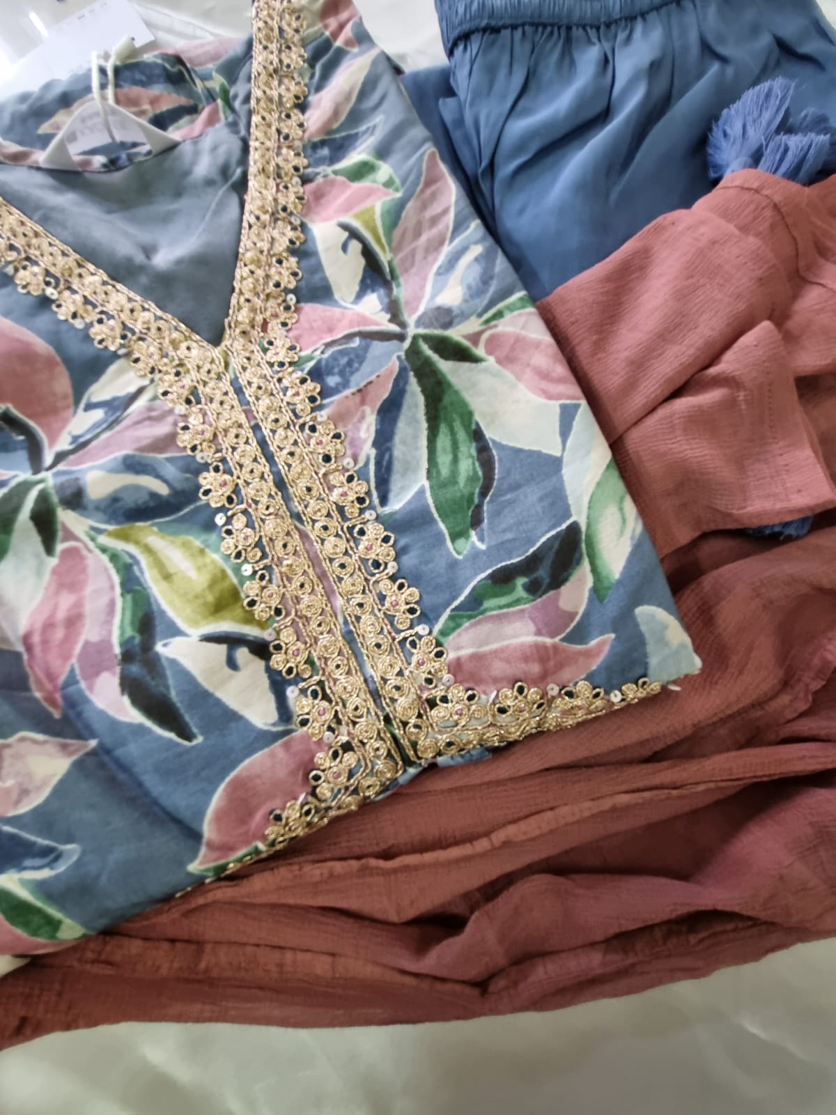 Alia Cut Modal Silk, Embroidered Kurti Pant & Dupatta Set