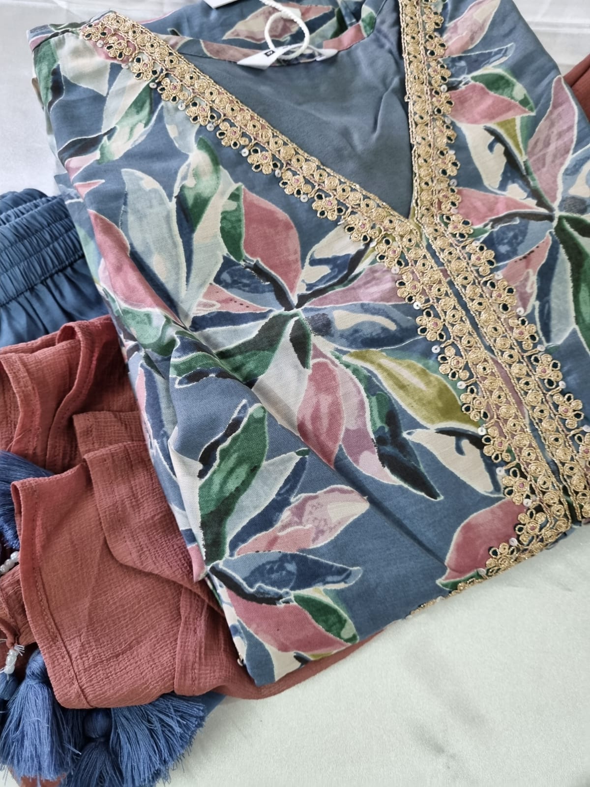 Alia Cut Modal Silk, Embroidered Kurti Pant & Dupatta Set