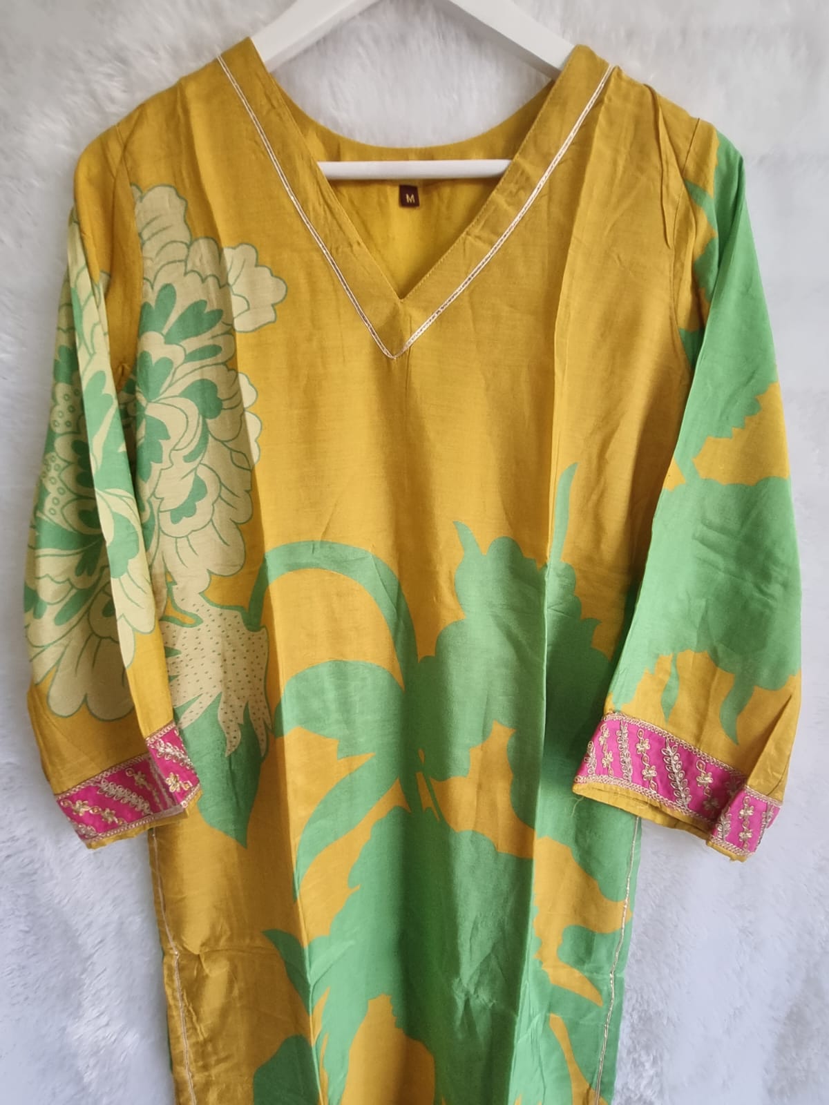 Pure Muslin Celebrity Rakul Preet Style Kurta Pant Set in Stunning Yellow and Green Hues