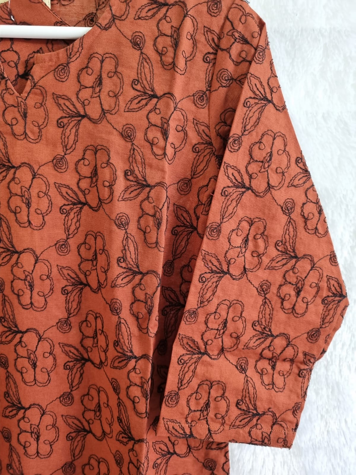 Brown Kurti with Beautiful Black Thread work