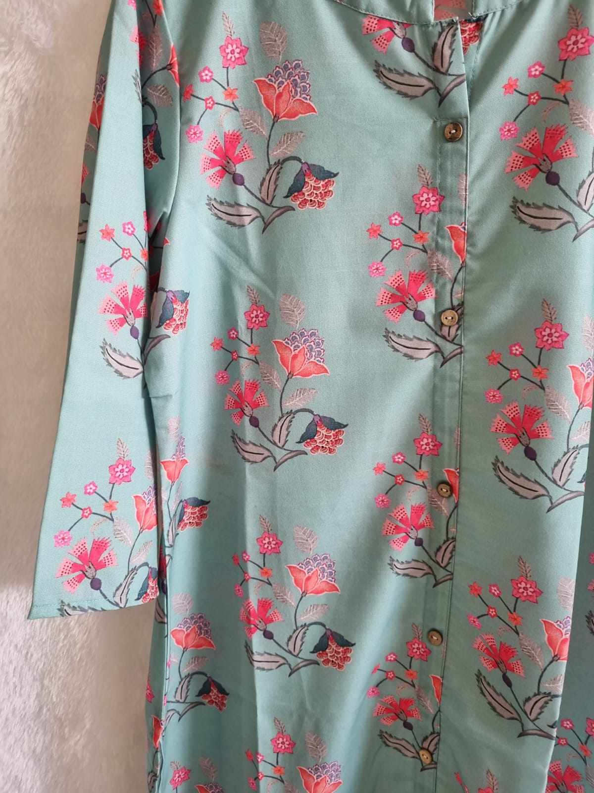 Light Green Floral Printed Kurti
