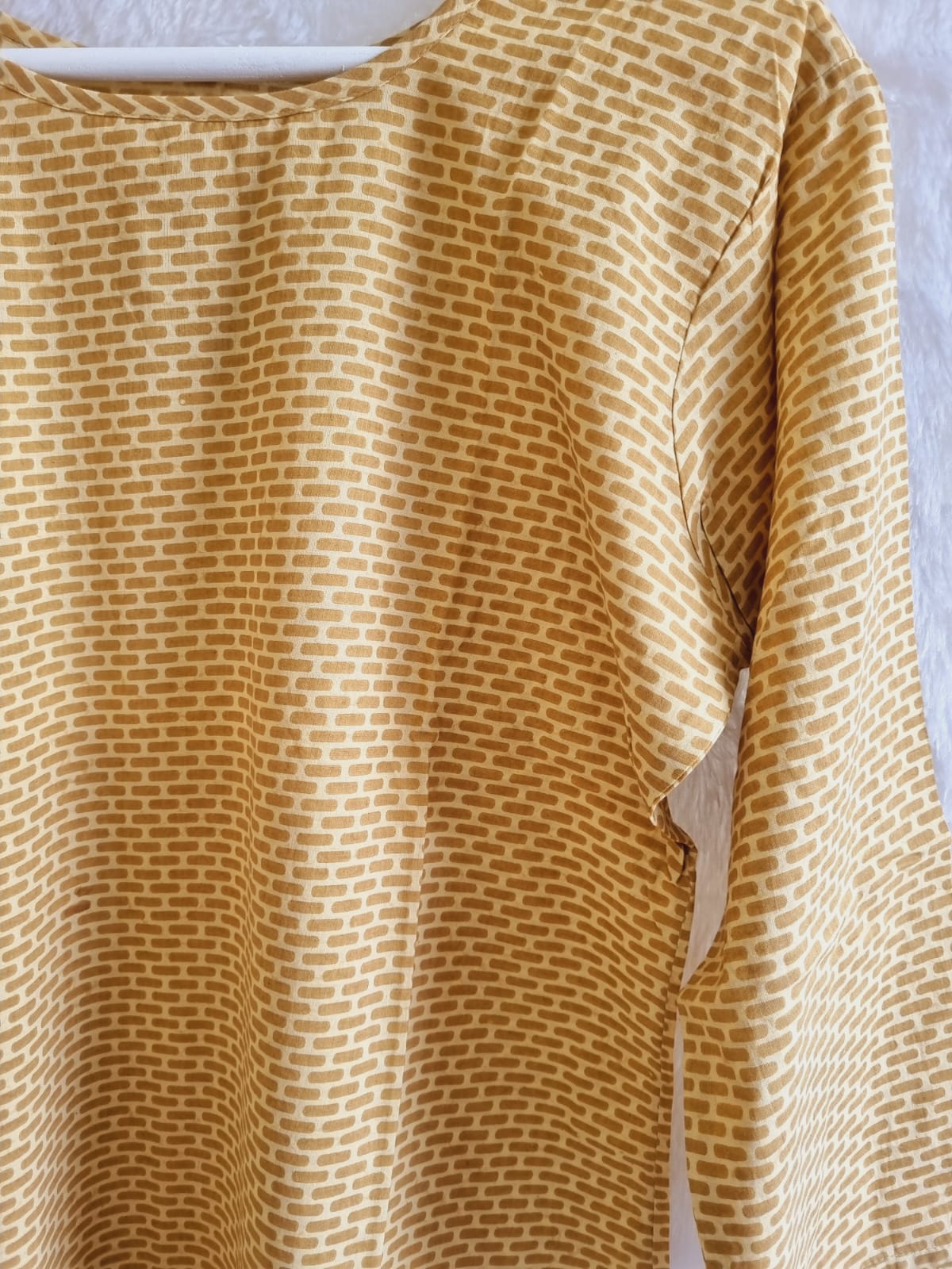 Light Yellow Pure Cotton Printed Kurti