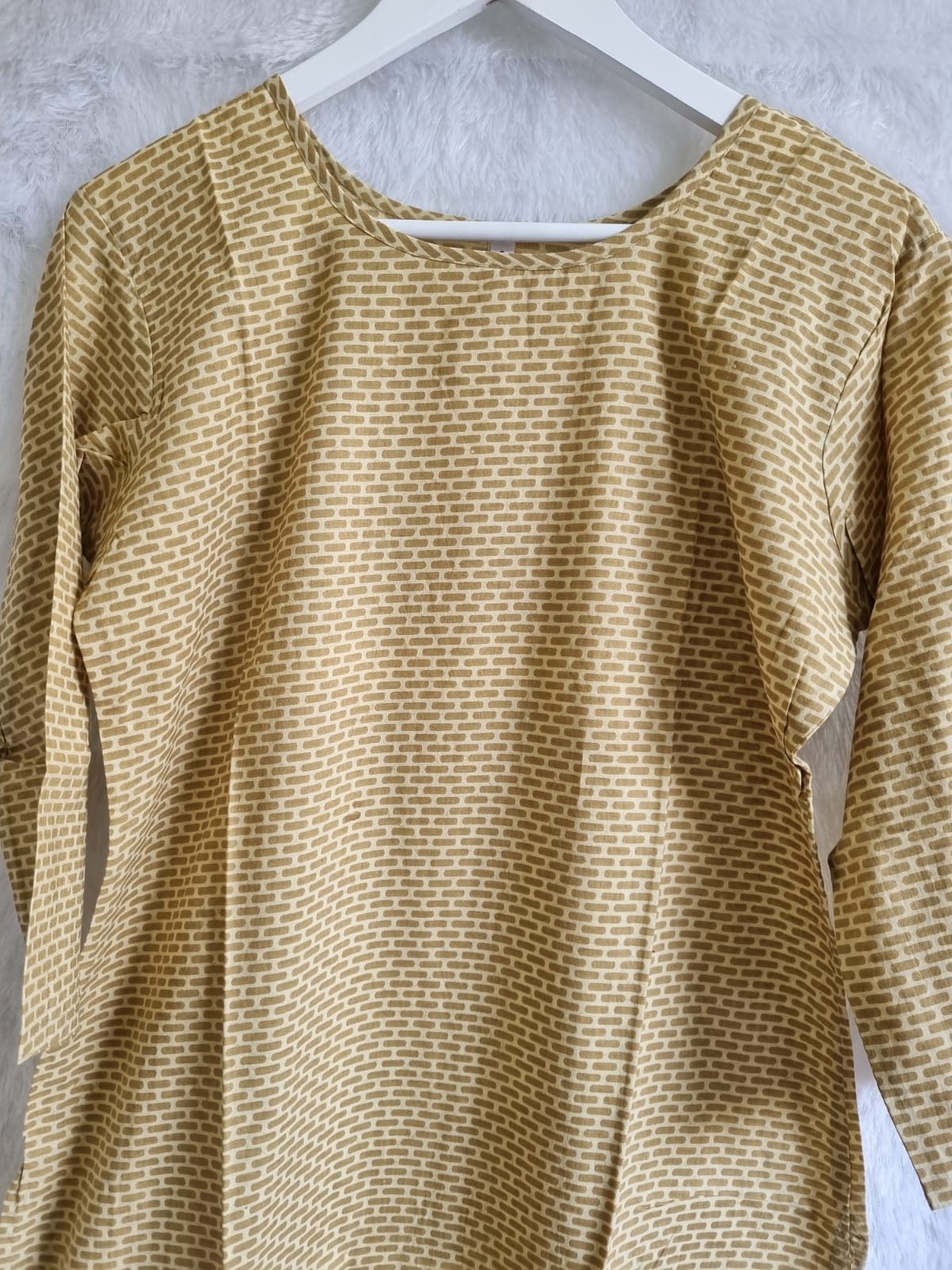 Light Yellow Pure Cotton Printed Kurti