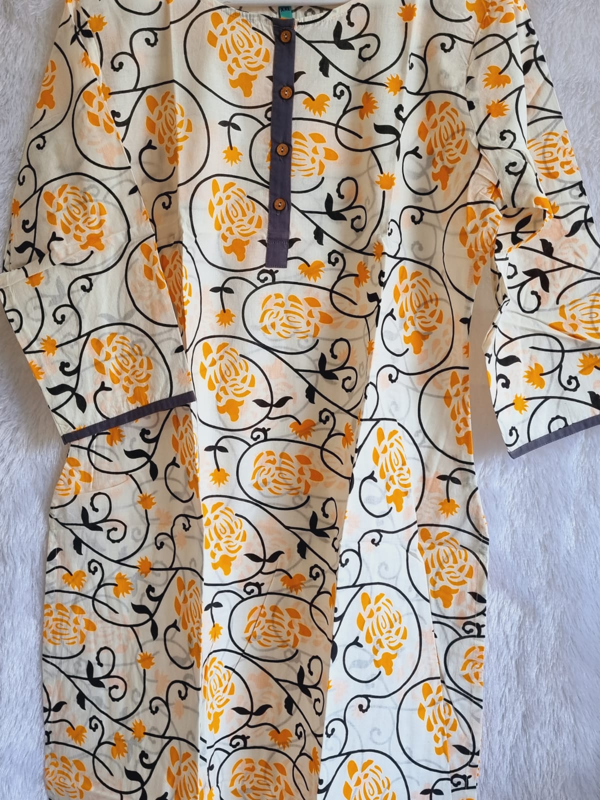 Pure Cotton Off-white Printed Kurti