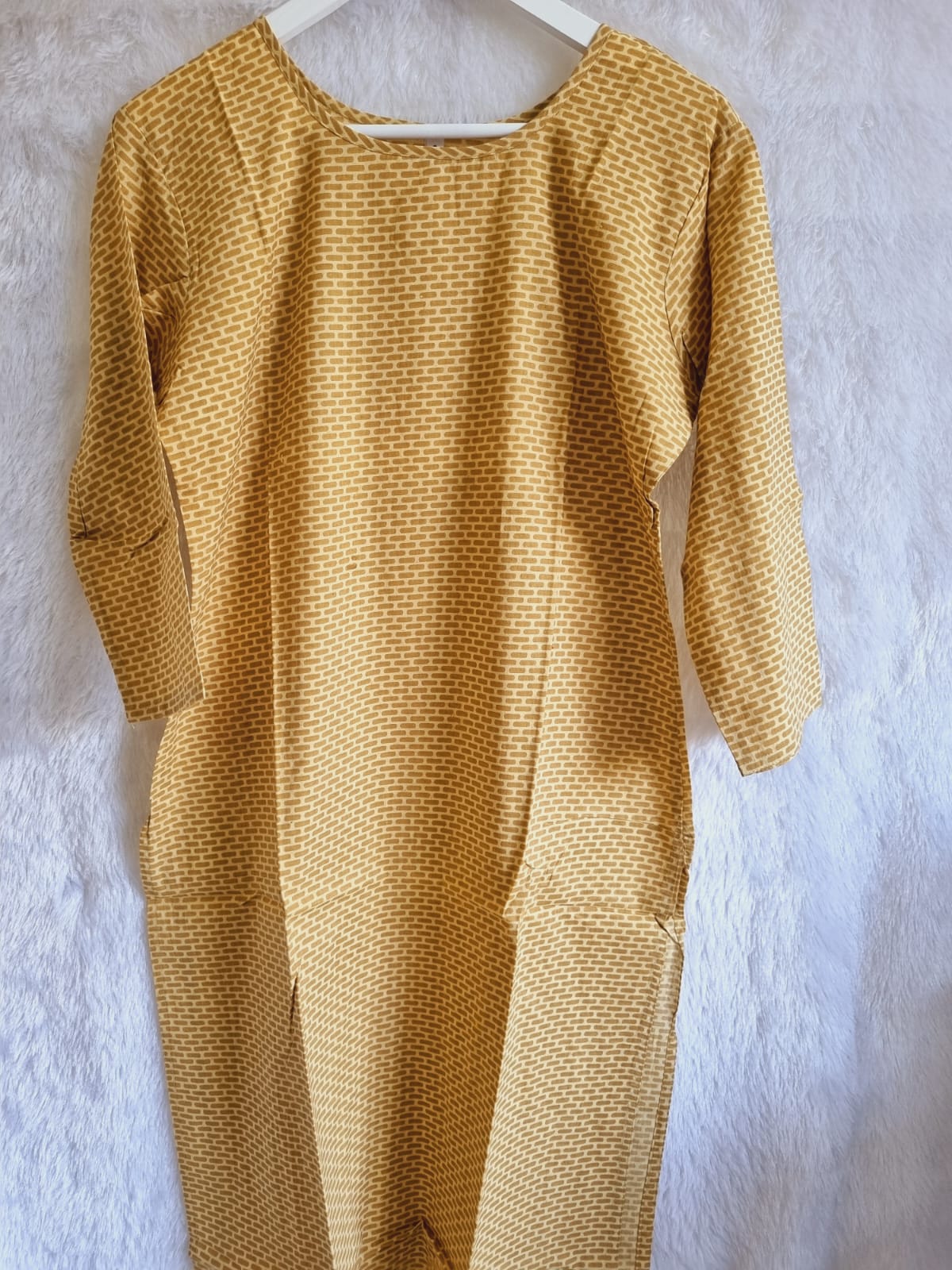 Light Yellow Pure Cotton Printed Kurti