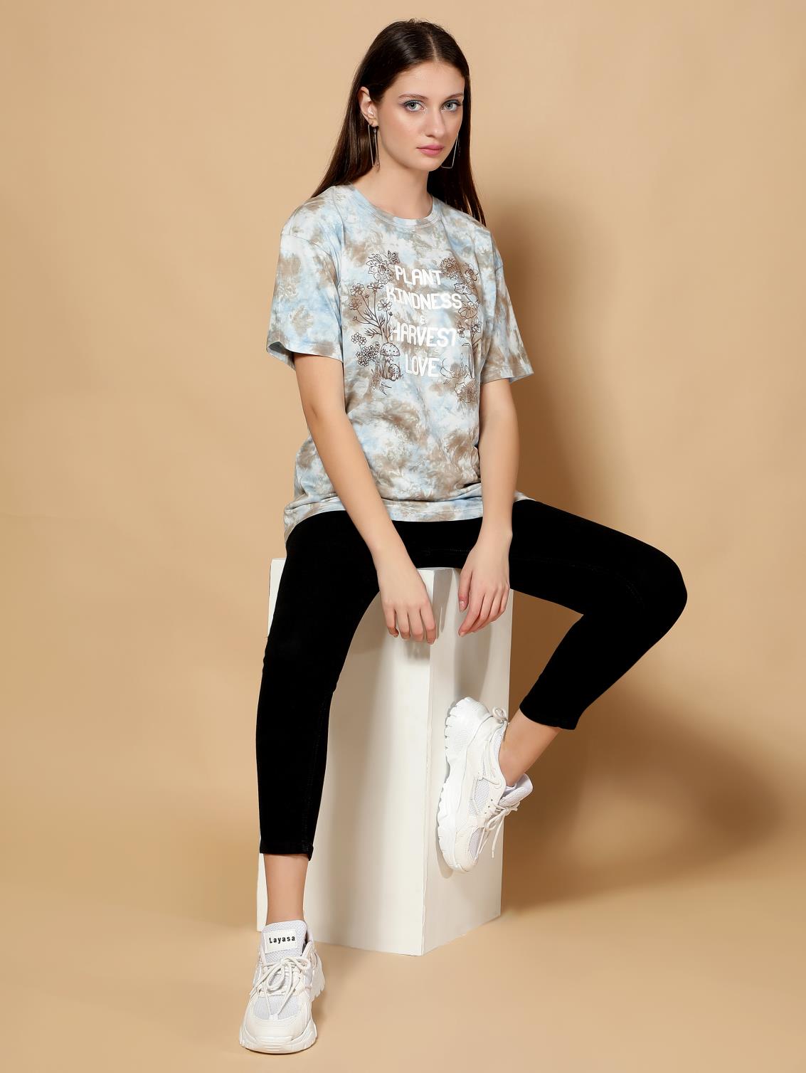 Light Green Soft Cotton Oversized Woman T-shirt