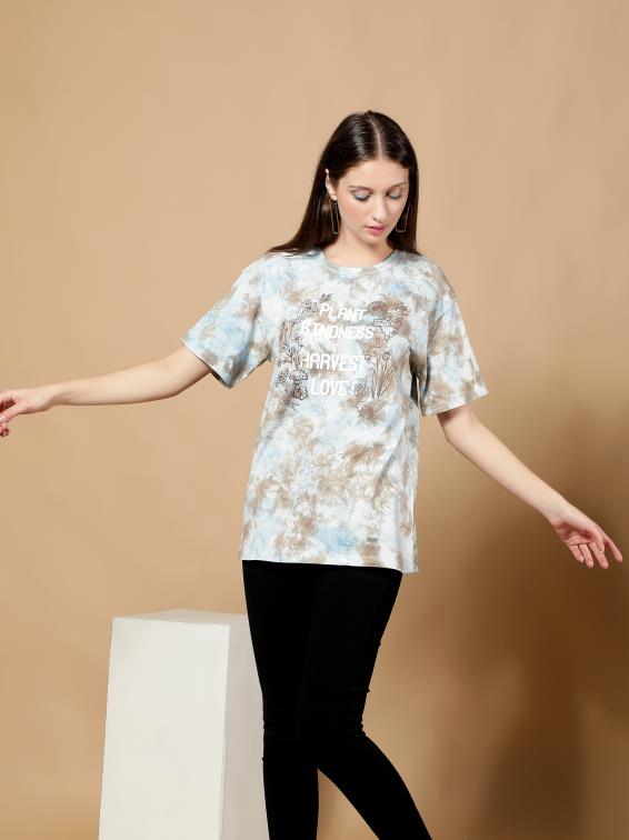 Light Green Soft Cotton Oversized Woman T-shirt
