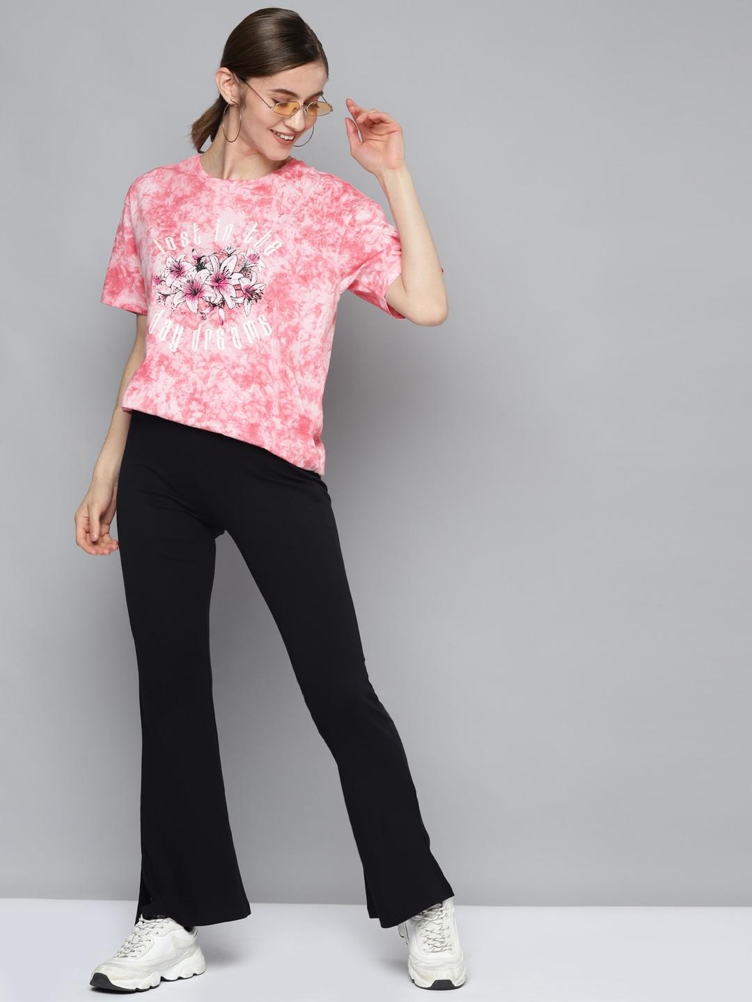 Pure Cotton Woman Printed Light Pink T-shirt