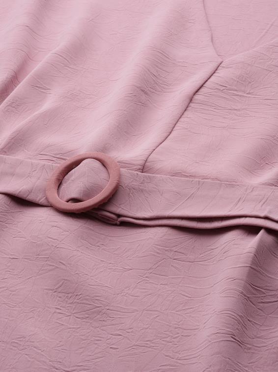 Pink V-neck Top with Tie-up Belt