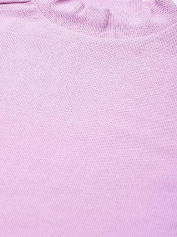 Lavender Fitted Highneck Cotton Crop Top