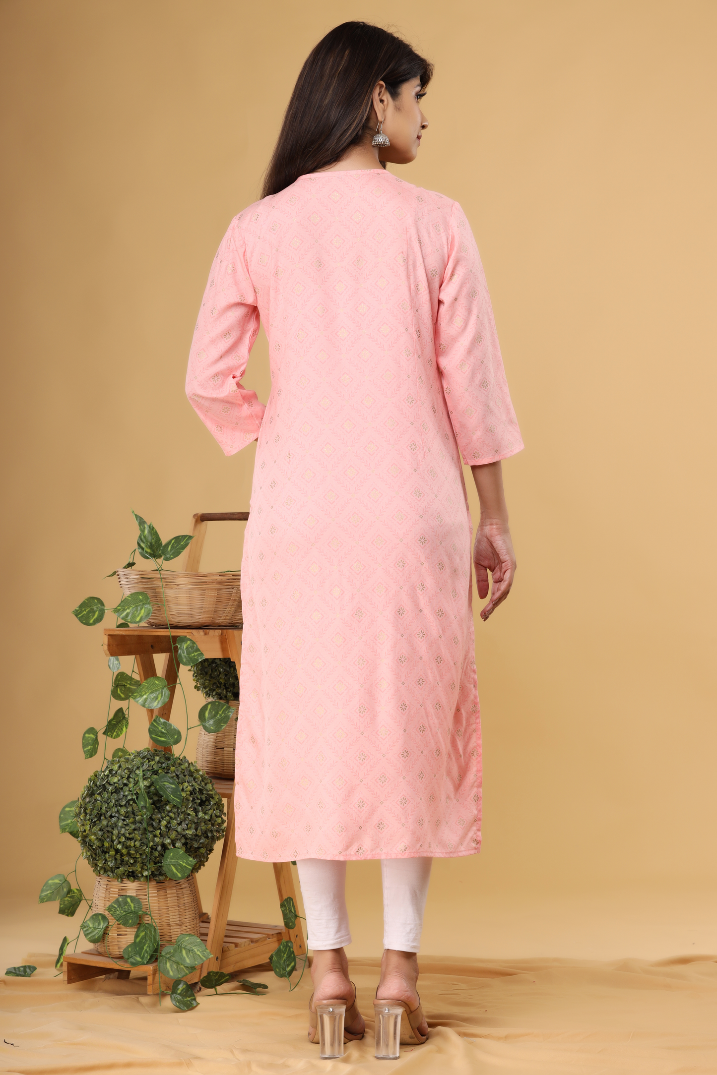 Pink Kurta with Beautiful Yoke Work