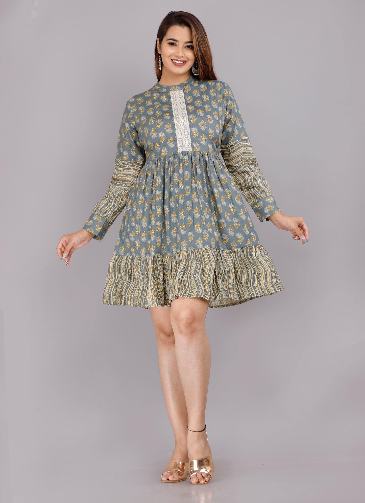 Grey Cotton Kurti Dress