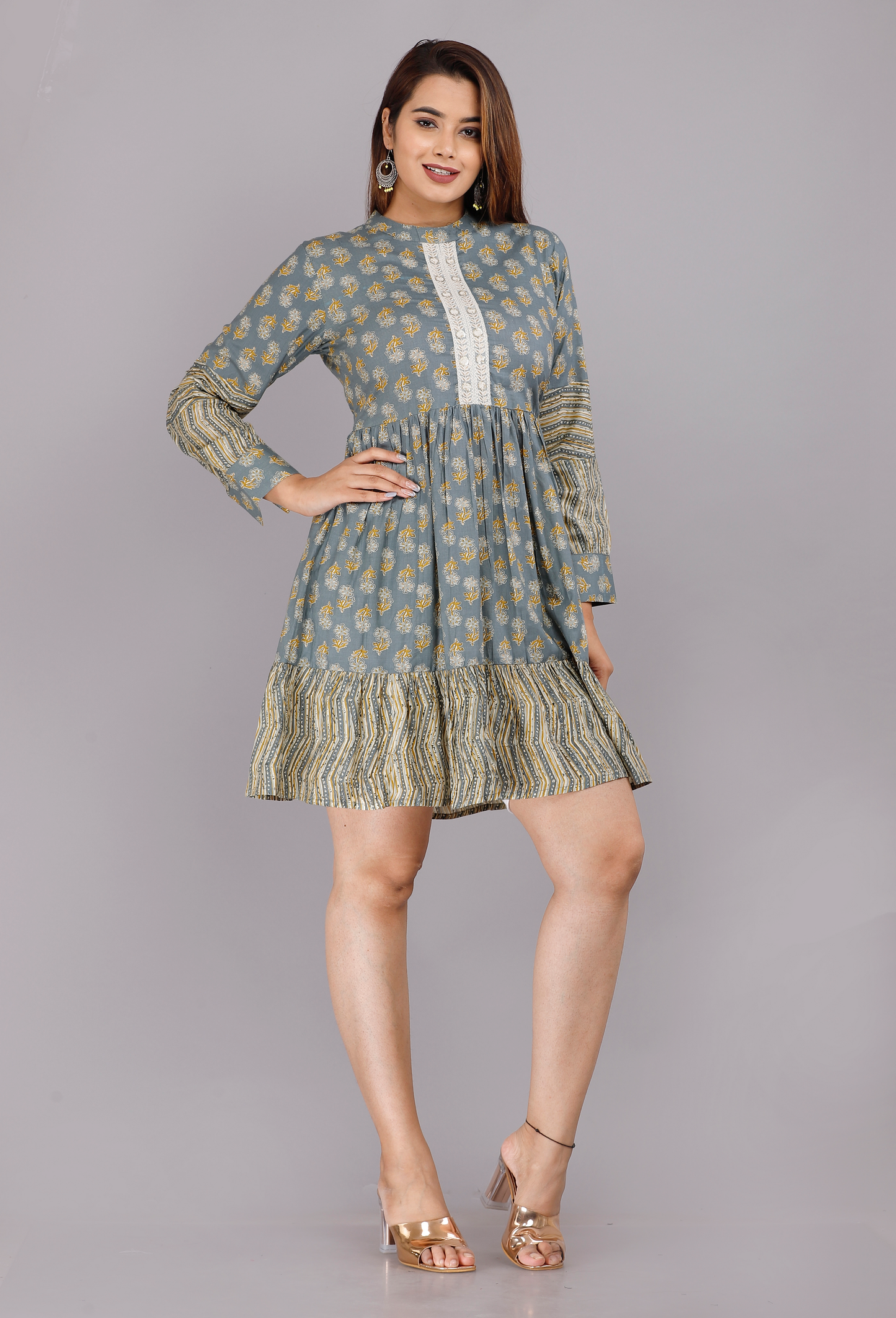 Grey Cotton Kurti Dress