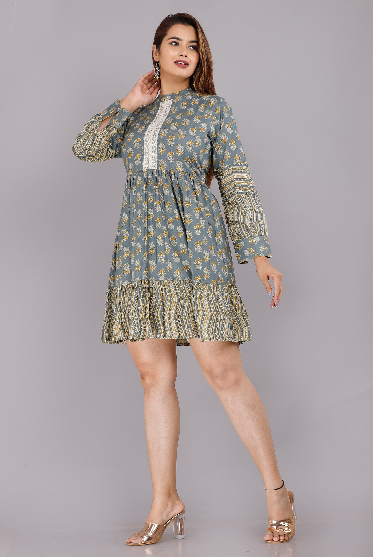 Grey Cotton Kurti Dress