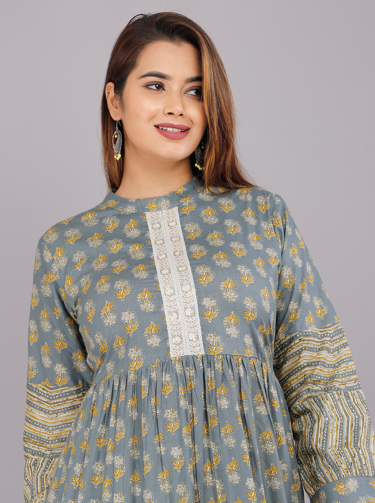 Grey Cotton Kurti Dress