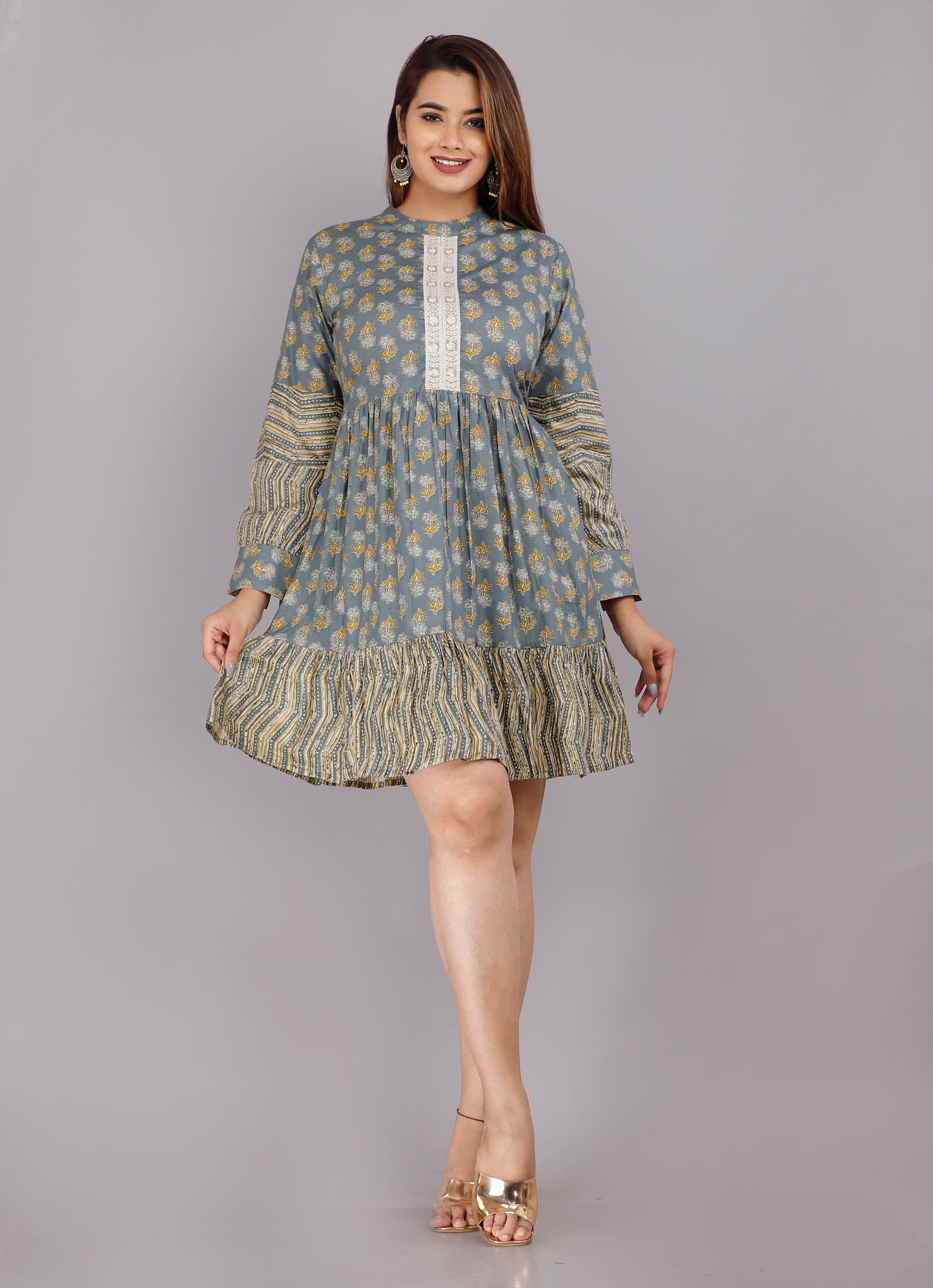 Grey Cotton Kurti Dress