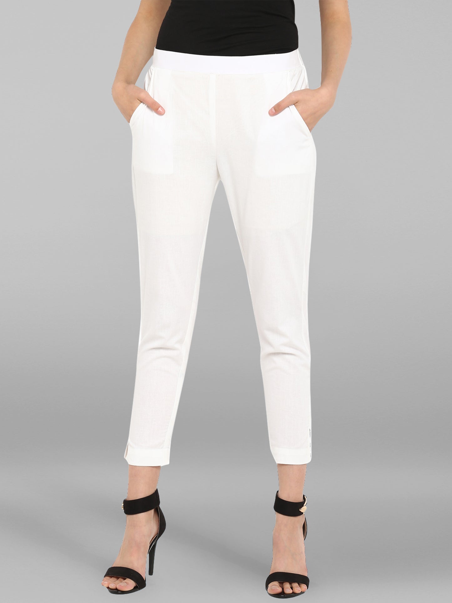 White Cotton Trouser with Smart Fit and extra Comfort