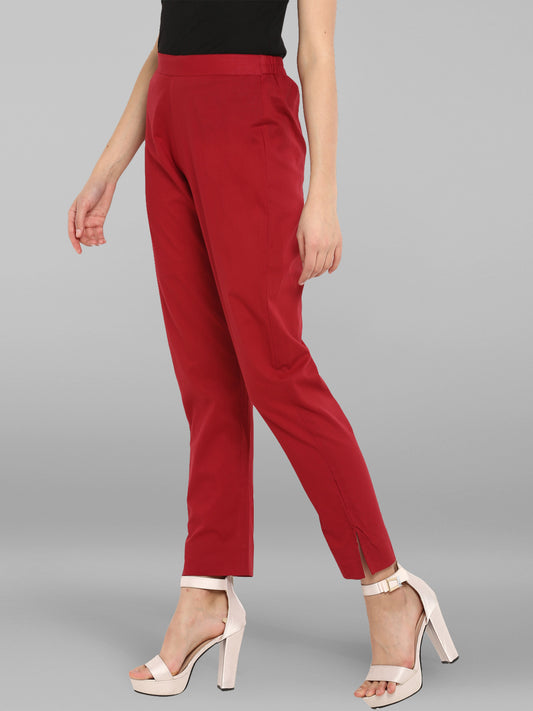 Red Cotton Casual Pant for Extra Comfort