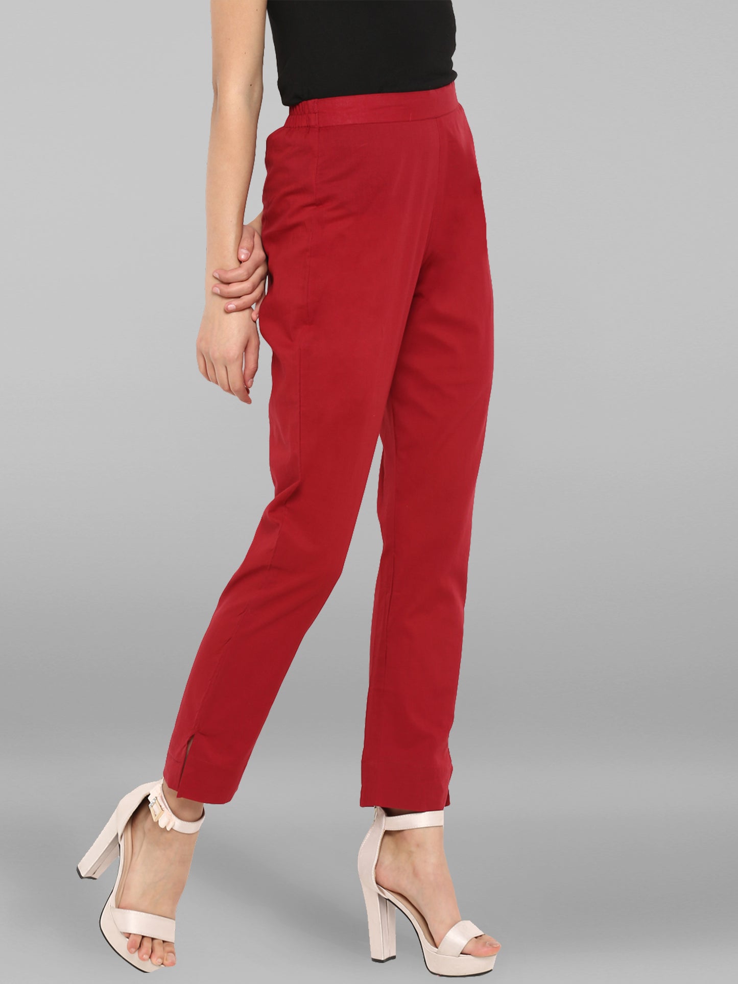 Red Cotton Casual Pant for Extra Comfort