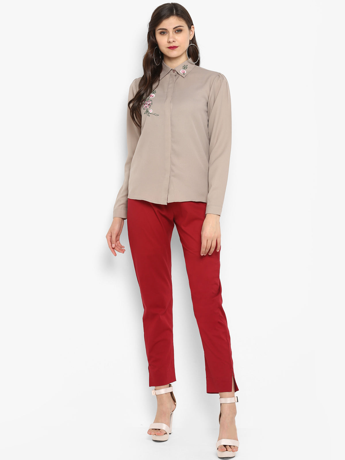 Red Cotton Casual Pant for Extra Comfort