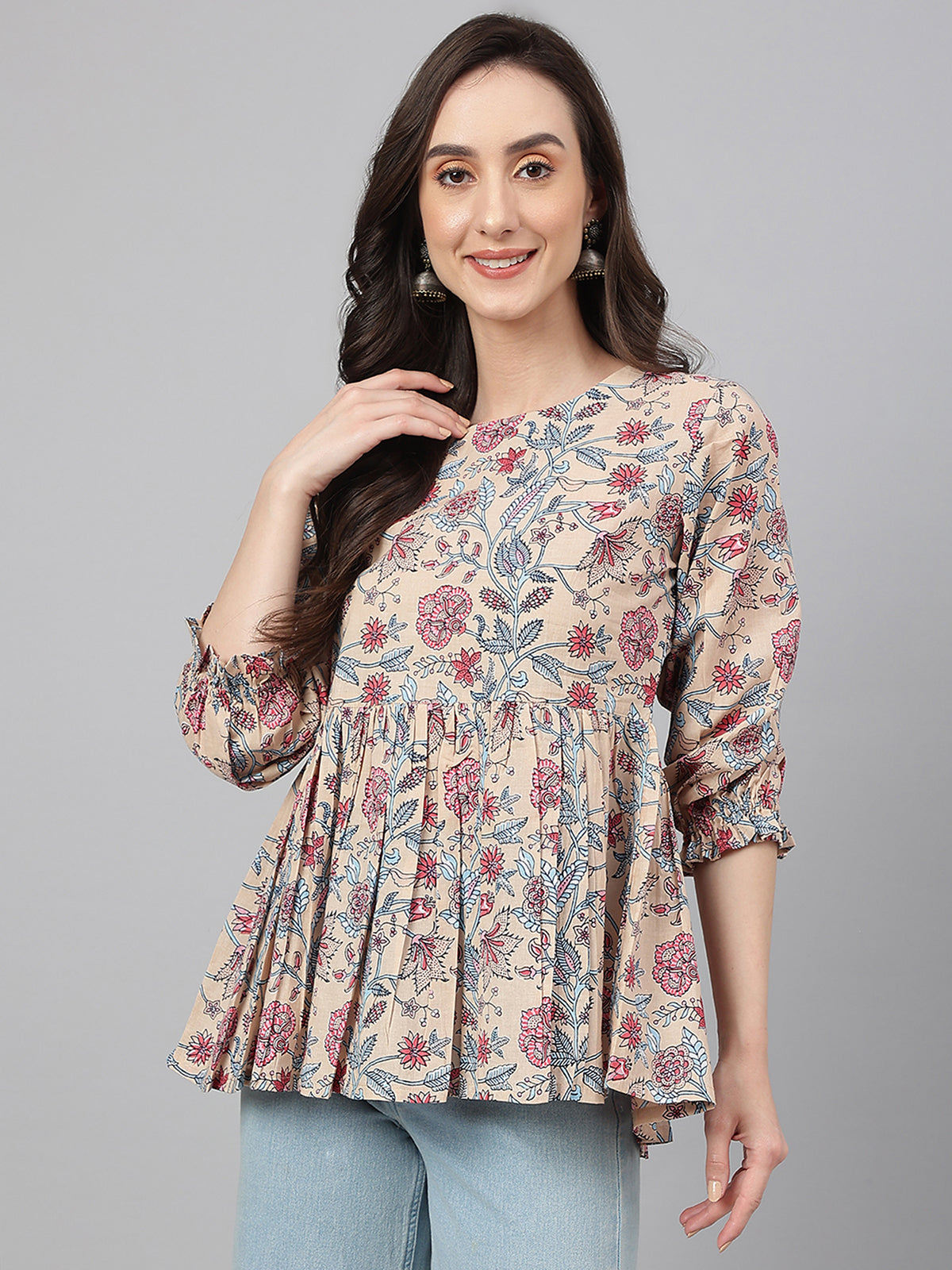 Cotton Tunic in Beige Color