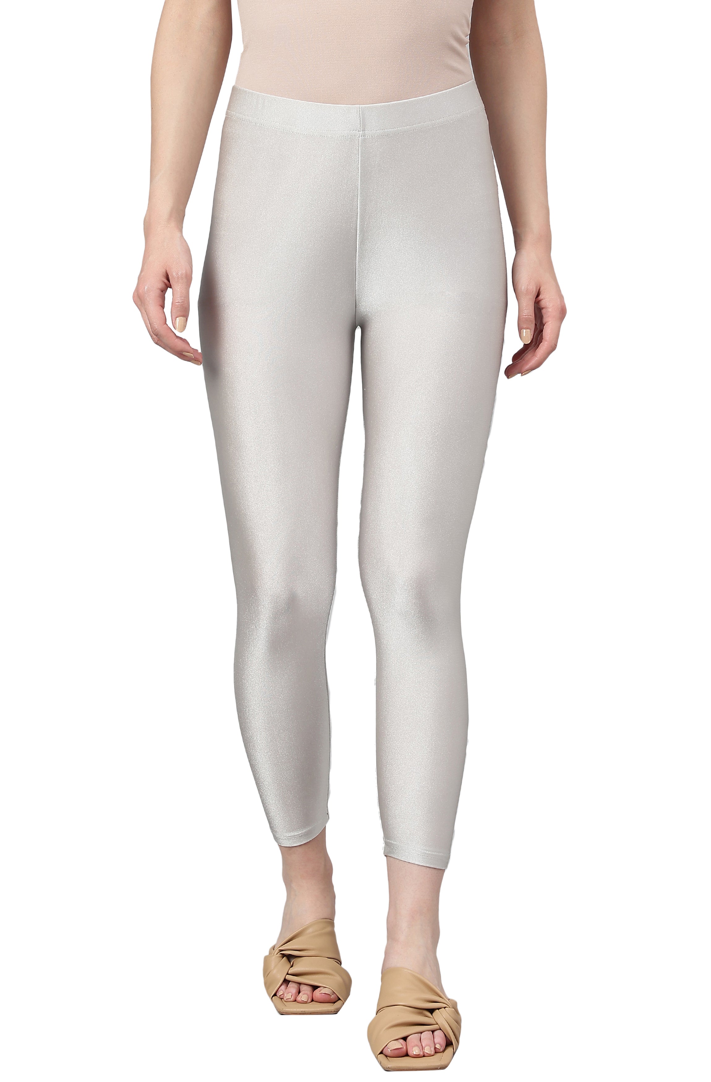 TWIN BIRDS Silver Ankle Length Leggings