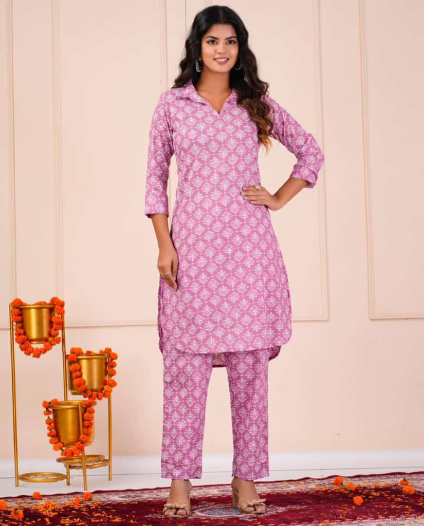 Taj Cotton Soft Cord-set in Light Purple Delight