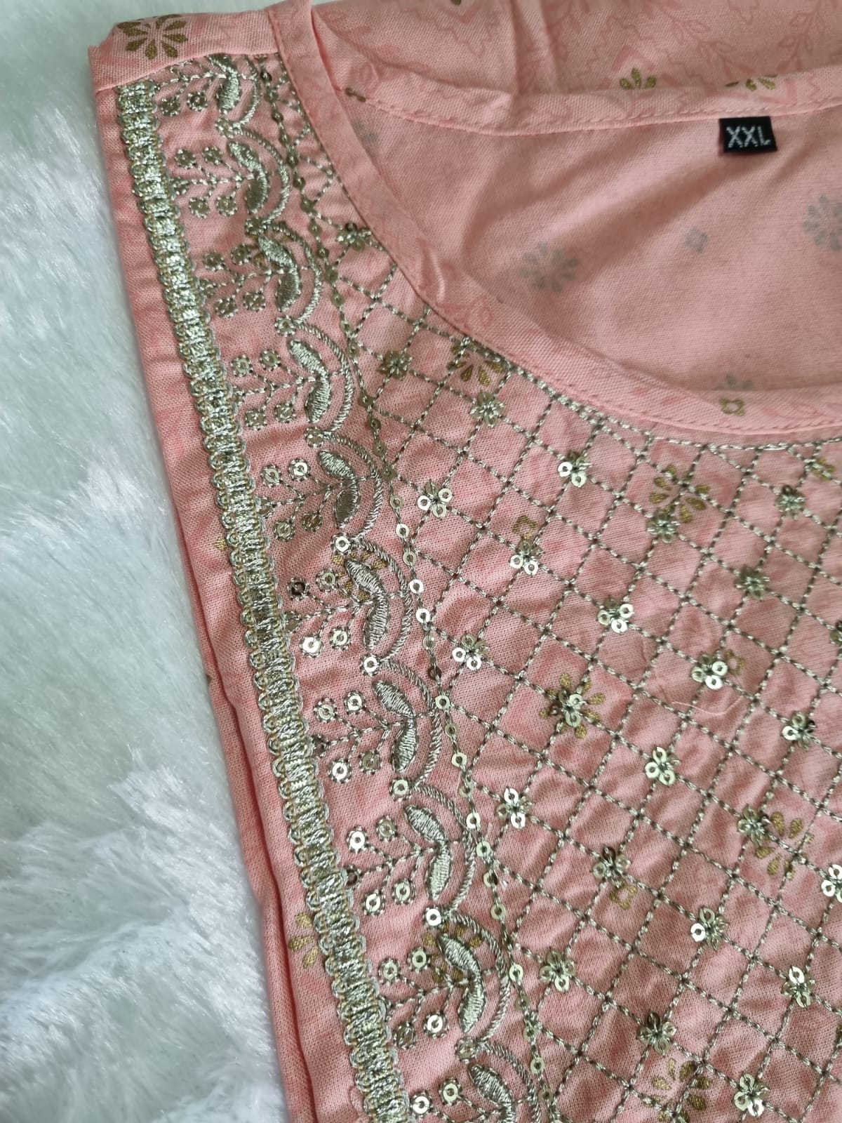 Pink Kurta with Beautiful Yoke Work