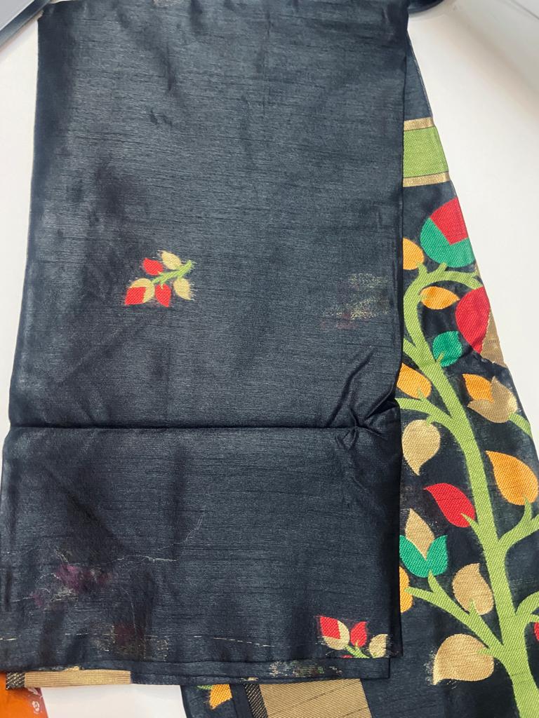 Black Cotton Silk Saree