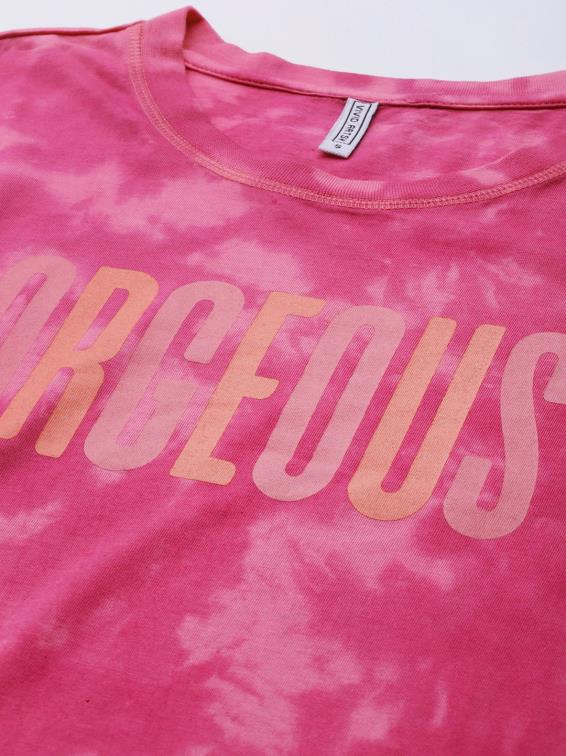 Oversized Pink Tie-Dye Printed T-shirt