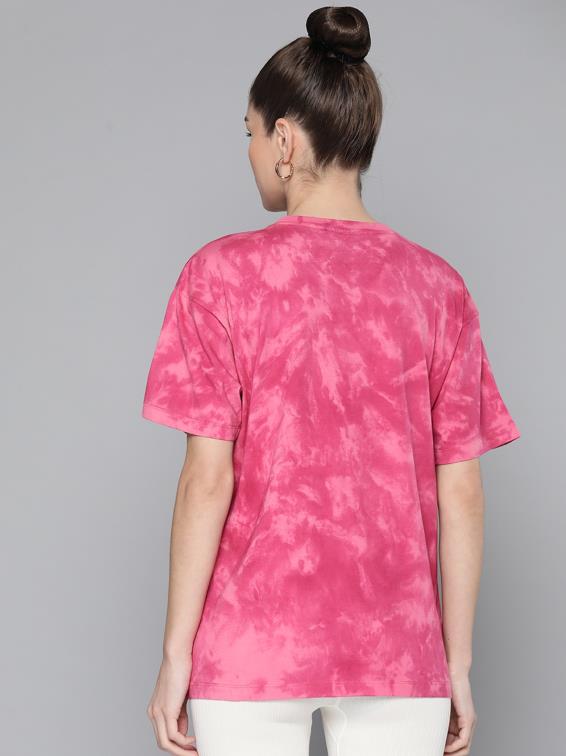 Oversized Pink Tie-Dye Printed T-shirt